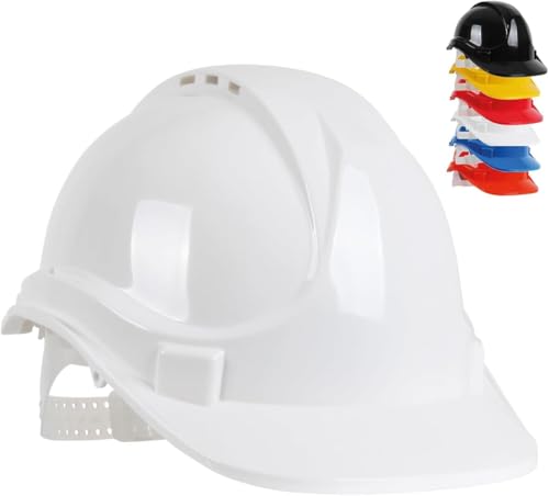 Blackrock Weißer Schutzhelm, Schutzhelm, Bauschutzhelme, PSA, Bauhelm, Herren Damen Kinder Multiposition 6-Punkt verstellbar, Bauarbeiter, Arbeitssicherheitsausrüstung von Blackrock