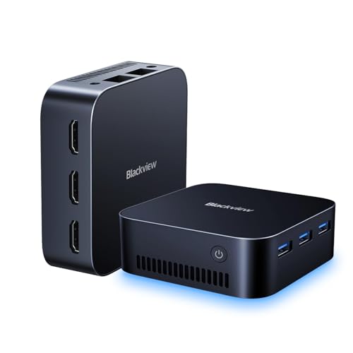 Blackview MP80 1TB M.2 SSD,16GB LPDDR5 Mini PC Intel 12th N97 ((Βeat N95/N100, jusqu'à 3.6 GHz), Mini Desktop PC Windows 11 Pro, Dual LAN Kompatibel, USB 3.0×3，3*HDMI, WiFi 2.4/5G, 4K UHD von Blackview