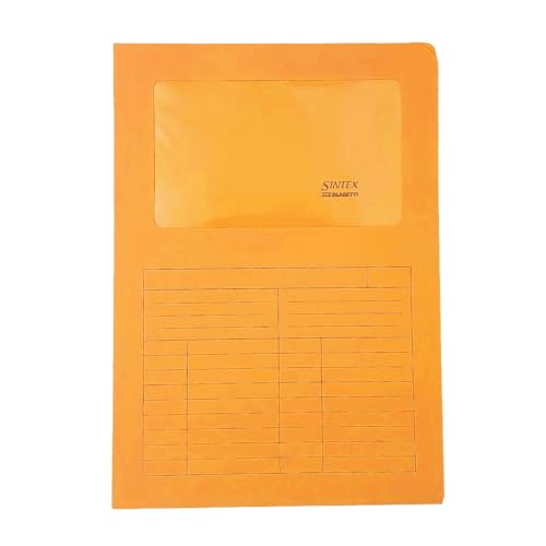 Blasetti Dokumentenmappen mit Fenster - SINTEX ORANGE Dokumentenordner für Büro, Format A4, Farbe Orange, Packung mit 50 Stück, 120 g/m² Papier, Auf zwei Seiten offen. von Blasetti
