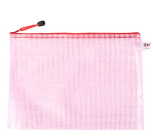 10 Stück Dokumententaschen,Transparente Datei Taschen Kunststoff Reißverschlusstasche Wasserdichte Mesh Bag,Zipper Pockets für Dokument Papier Quittungen Kosmetik,(Dicke Version) Rosa,A4 (34×24cm) von Blausky