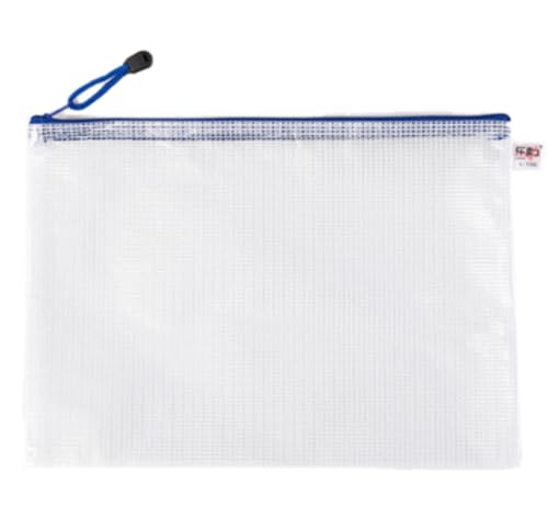 10 Stück Dokumententaschen,Transparente Datei Taschen Kunststoff Reißverschlusstasche Wasserdichte Mesh Bag,Zipper Pockets für Dokument Papier Quittungen Kosmetik,(Dicke Version) Weiß,A6 (24×11,5cm) von Blausky