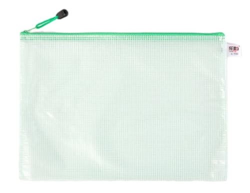 10 Stück Dokumententaschen,Transparente Datei Taschen Kunststoff Reißverschlusstasche Wasserdichte Mesh Bag,Zipper Pockets für Dokument Papier Quittungen Kosmetik Schreibwaren,Grün,A6 (24×11,5cm) von Blausky