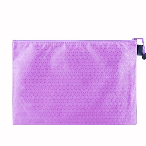 2 Stück Dokumententasche mit Fußballmuster,Canvas-Tasche Schreibwarentasche Wasserdichte Reißverschlusstasche zum Datei Papier Kosmetik Stift für Schule Zuhause Büro Reisen,Lila-B5(28x20cm) von Blausky