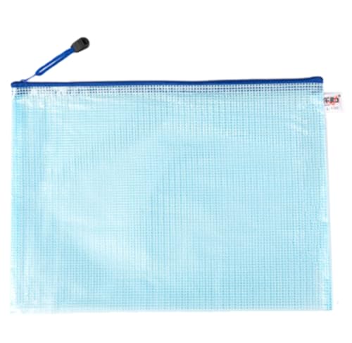 5 Stück Dokumententaschen,Transparente Datei Taschen Kunststoff Reißverschlusstasche Wasserdichte Mesh Bag,Zipper Pockets für Dokument Papier Quittungen Kosmetik Schreibwaren,Blau,B4 (38×27,5cm) von Blausky