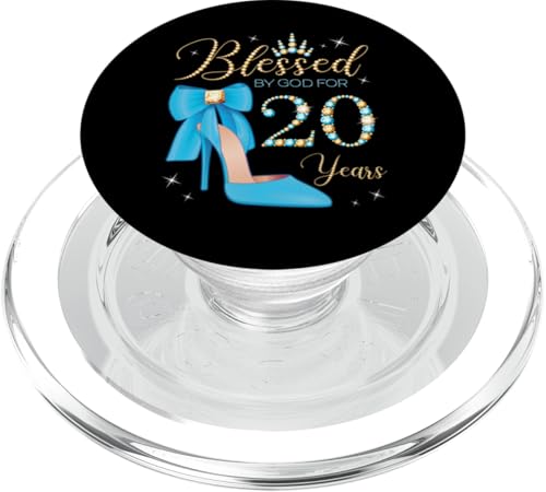 Von Gott gesegnet für 20 Jahre alte Partykönigin zum 20. Geburtstag PopSockets PopGrip für MagSafe von Blessed By God For My Birthday Golden Light Blue