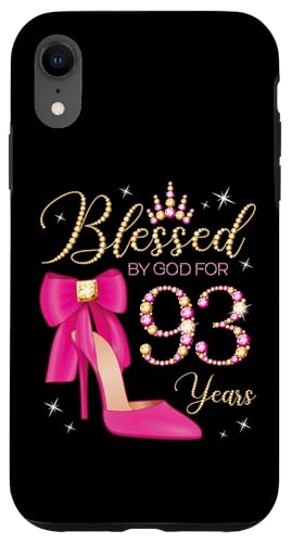 Hülle für iPhone XR Von Gott gesegnet für 93 Jahre, Partykönigin zum 93. Geburtstag von Blessed By God For My Birthday Yellow & Pink