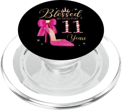 Von Gott gesegnet für 11 Jahre, Partykönigin zum 11. Geburtstag PopSockets PopGrip für MagSafe von Blessed By God For My Birthday Yellow & Pink