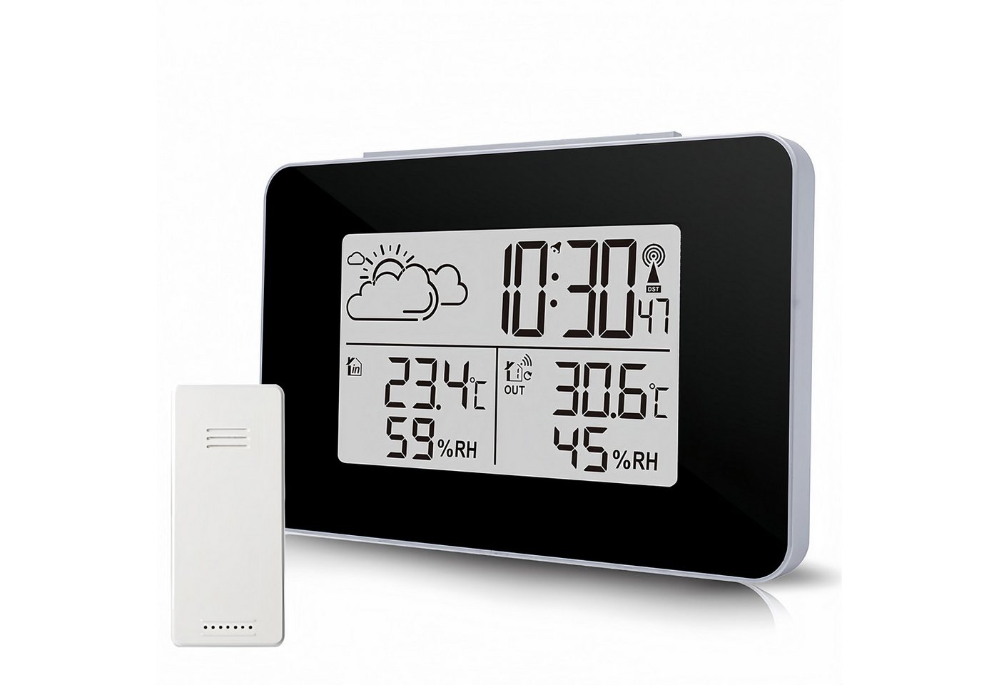 BlingBin Kabellos Wetterstation Wetteruhr mit Außensensor Wettervorhersage Funkwetterstation (mit multifunktionaler Wetter/Alarm/Temparatur-Hygrometer Wetterstation) von BlingBin