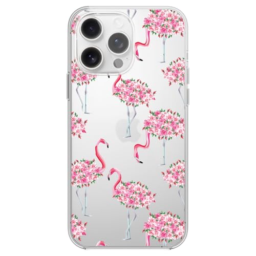 Blingy's Schutzhülle für Cellphone Pro, niedlicher Flamingo-Vogel-Stil mit Rosenmuster, florales Tier-Design, transparent, weiches TPU, kompatibel mit Rosey Flamingo) von Blingy's