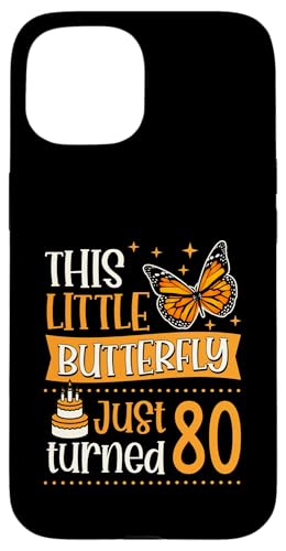 Dieser kleine Schmetterling ist gerade 80 Jahre alt geworden Hülle für iPhone 15 von Blissful Mood Butterfly Birthday Party Supplies