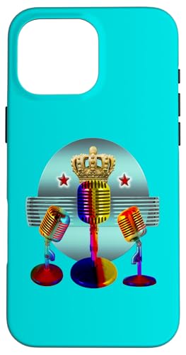 "Crowned Retro Microphone" Grafikdesign für Künstler Hülle für iPhone 16 Pro Max von Blissteria