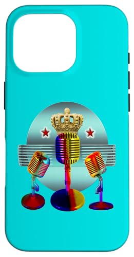 "Crowned Retro Microphone" Grafikdesign für Künstler Hülle für iPhone 16 Pro von Blissteria