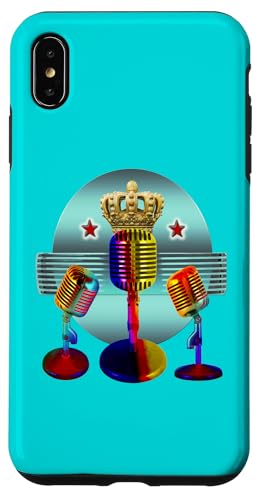 "Crowned Retro Microphone" Grafikdesign für Künstler Hülle für iPhone XS Max von Blissteria