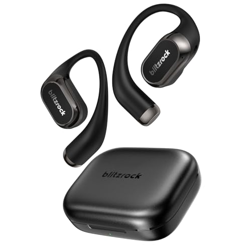 BlitzRock Open Ear Kopfhörer, Reicher und Ausgewogener Klang, KI-Klare Anrufe, Sicherer Sitz, 40H Wiedergabezeit, Bluetooth 5.4 True Wireless Earbuds, IPX5, Schnellladung, Schwarz von BlitzRock