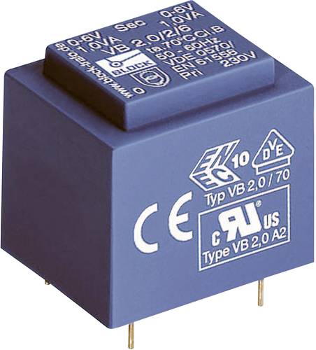 Block VB 1,0/2/6 Printtransformator 1 x 230V 2 x 6 V/AC 1 VA 166mA von Block