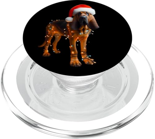 Bloodhound mit Weihnachtsmannmütze Weihnachtsbeleuchtung Hundebesitzer Mama Papa PopSockets PopGrip für MagSafe von Bloodhound Christmas Products