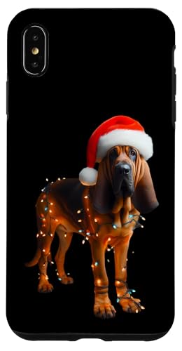 Hülle für iPhone XS Max Bloodhound mit Weihnachtsmannmütze Weihnachtsbeleuchtung Hundebesitzer Mama Papa von Bloodhound Christmas Products