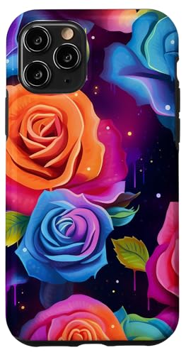 Hülle für iPhone 11 Pro Regenbogenrosen im Weltraum Hübsche gemischte Blumenblumen von Bloom & Breeze Botanics