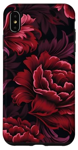 Hülle für iPhone XS Max Rot & Lila Gothic Floral Vintage Flower Design von Bloom & Breeze Botanics