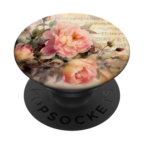 Pastellrosa Vintage-Rosenblumenstrauß-Muster PopSockets mit austauschbarem PopGrip von Bloom & Breeze Botanics