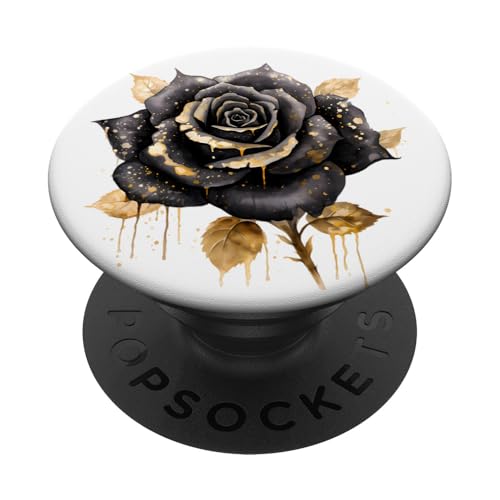 Schwarz & Orange Rosen Floral Flower Aquarell PopSockets mit austauschbarem PopGrip von Bloom & Breeze Botanics