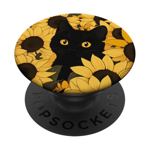 Floral Cat Art – Botanische Katzen in blühender Blume Natur PopSockets Klebender PopGrip von Blooming Feline - Floral Cat Nature Designs