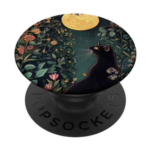 Floral Cat Art – Botanische Katzen in blühender Blume Natur PopSockets Klebender PopGrip von Blooming Feline - Floral Cat Nature Designs