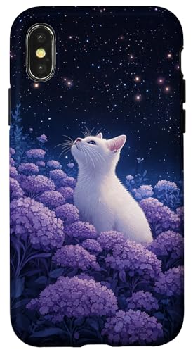 Hülle für iPhone X/XS Floral Cat Art – Botanische Katzen in blühender Blume Natur von Blooming Feline - Floral Cat Nature Designs