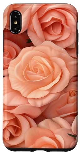 Hülle für iPhone XS Max Pfirsichrosen, pastell-orange, Blumenmuster von Blossom Bliss Co.