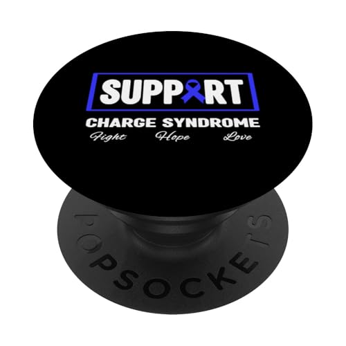 Charge-Syndrom-Shirt — unterstützt das Bewusstsein für das Charge-Syndrom PopSockets Klebender PopGrip von Blue Charge Syndrome Awareness Apparel.