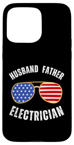 Hülle für iPhone 15 Pro Max Sonnenbrille für Ehemann, Vater, Elektriker, coole amerikanische Flagge von Blue Collar Patriotic Apparel Co.