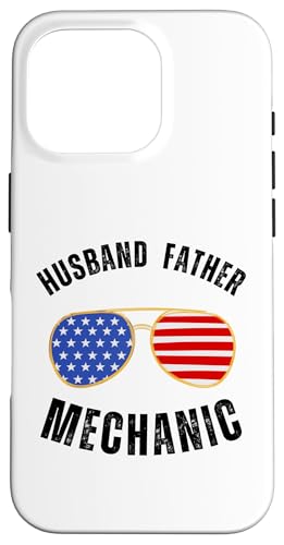 Hülle für iPhone 16 Pro Husband Father Mechanic Cool American Flag Sonnenbrille von Blue Collar Patriotic Apparel Co.