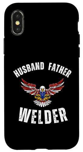 Hülle für iPhone X/XS Ehemann Vater Schweißer Blau Halsband Cool Adler Patriotisch von Blue Collar Patriotic Apparel Co.