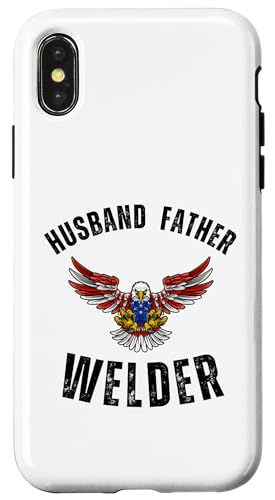 Hülle für iPhone X/XS Ehemann Vater Schweißer Blau Kragen Adler Patriotisch Amerikanisch von Blue Collar Patriotic Apparel Co.