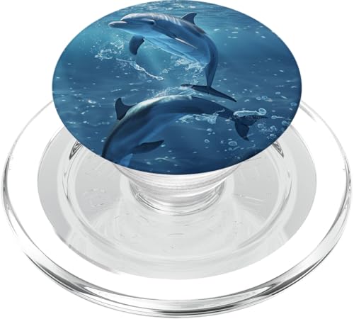 Blue Splash Delphins Modern Ocean PopSockets PopGrip für MagSafe von Blue Splash Dolphins Modern Ocean