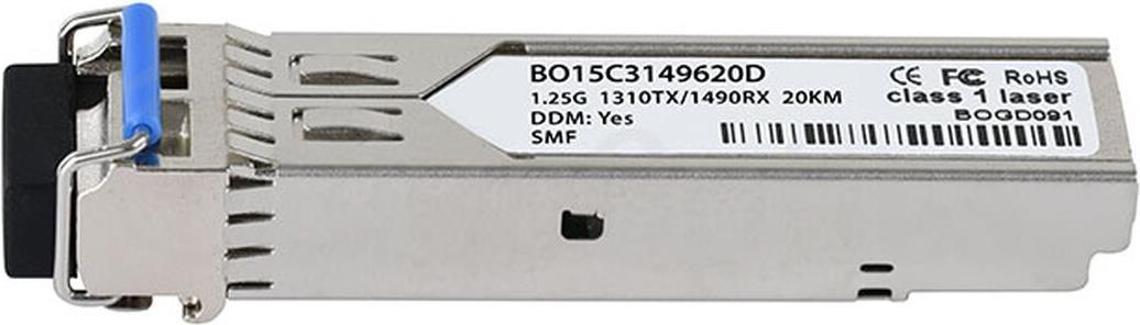 Kompatibler Comnet SFP-BXU BlueOptics BO15C3149620D SFP Transceiver, LC-Simplex, 1000BASE-BX-U, Singlemode Fiber, TX1310nm/RX1490nm, 10KM, DDM, 0�C/+70�C (SFP-BXU-BO) von BlueOptics