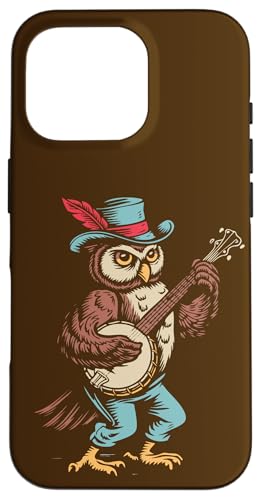 Hülle für iPhone 16 Pro Owl Banjo Player Bluegrass Folk Music Retro Cottagecore von BluegrassGarage - Bluegrass Music Vintage Fan Tees