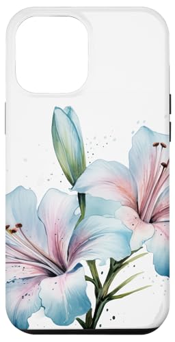 Hülle für iPhone 13 Pro Max Schöne blaue Lilienblume auf Weiß von Blühende Blumenmuster