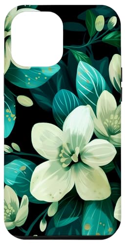 Hülle für iPhone 14 Plus Weiße und aquamarine hübsche Blütenblume mit Blumenmuster von Blühende Blumenmuster