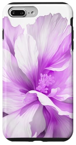 Hülle für iPhone 7 Plus/8 Plus Hübsche lila Blume auf weißem, verträumtem Blumenmuster von Blühende Blumenmuster