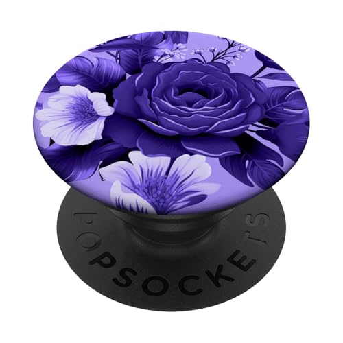 Rosenblumenmuster in Lila-Blau PopSockets mit austauschbarem PopGrip von Blühende Blumenmuster