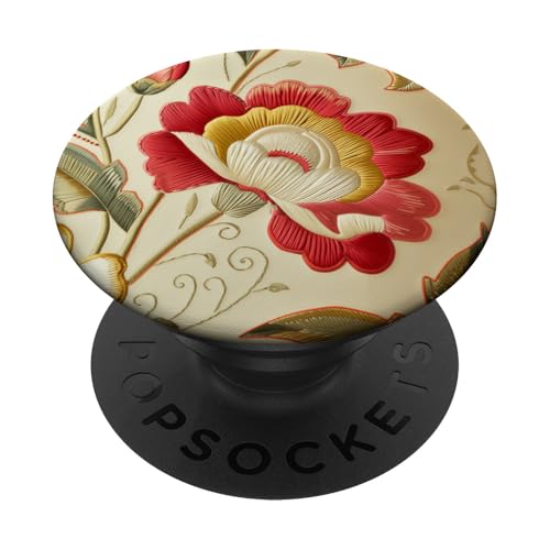 Vintage rote und gelbe Blume PopSockets mit austauschbarem PopGrip von Blühende Blumenmuster