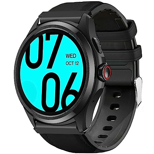 Blueshaweu Armband kompatibel mit Tic-Watch Pro 5 Smartwatch, Smart-Armband aus Leder und Silikon, Meex für Damen und Herren, kompatibel mit Tic-Watch Pro 5 Smartwatch (schwarz) von Blueshaweu