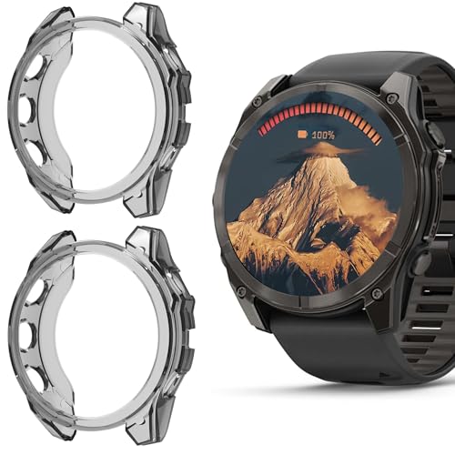 Blueshaweu Schutzhülle kompatibel Für Garmin Fenix 8 Serie, All-Around Case Ultra dünn TPU Schutz Hülle für Fenix 8 43mm/ 47mm AMOLED,SOLAR / 51mm AMOLED,SOLAR (schwarz+schwarz, Fenix 8-43MM) von Blueshaweu