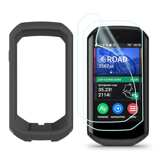 Blueshaweu Schutzhülle mit 2 pcs TPU Schutzfolie kompatibel für Garmin Edge 1050, Soft Silikon Hülle Shell Sleeve Shockproof Tasche für Garmin Edge 1050 (case+2 film) von Blueshaweu