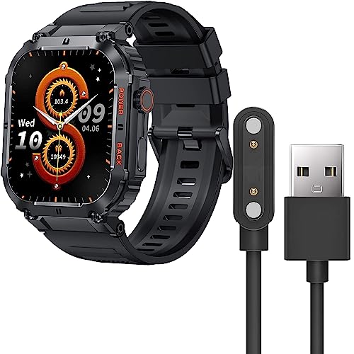 Für EIGIIS Militär-Smartwatch-Ladegerät, 2-polig, magnetisches USB-Ersatz-Ladegerät, kompatibel mit 2023 neuesten EIGIIS K57 Pro 5 cm Smartwatches/KACLUT K57/ESFOE K57 5 cm/LIGE K57 Militär/K57 Pro von Blueshaweu