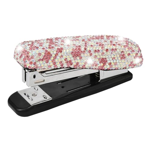 Blueshyhall Heftgerät Glitzer Klein, Bling Bling Stapler mit Diamant Strass, Heftklammerer Tacker Hefter Schöne Büroartikel Geschenke für Büro Schreibtisch Schule Hause Frauen Damen (Rosa) von Blueshyhall