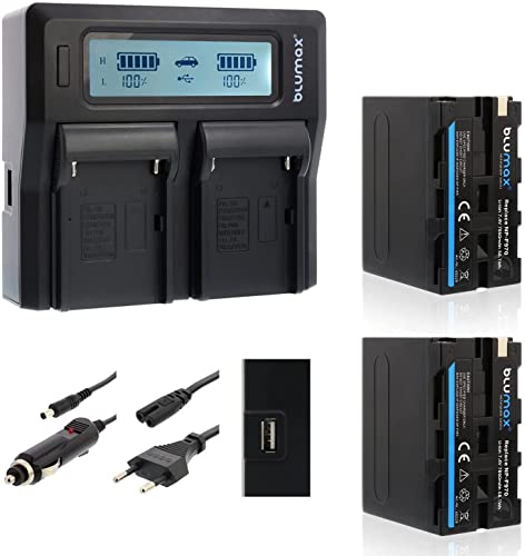 2X Blumax Akku NP-F970 / NP-F960 LG Zellen 7850mAh + Doppelladegerät Dual Ladegerät | kompatibel mit Sony NP-F750 NP-F550 NP-F990 für Blitzgeräte Videoleuchten Fieldmonitore 2X Blumax Akku NP-F970 / NP-F960 LG Zellen 7850mAh + Doppelladegerät Dual Ladegerät | kompatibel mit Sony NP-F750 NP-F550 NP-F990 für Blitzgeräte Videoleuchten Fieldmonitore von Blumax