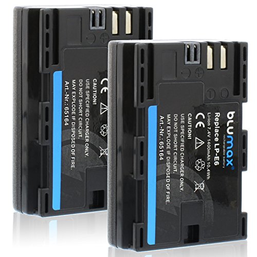 2X Blumax Akku | für Canon LP-E6 Digitalkamera | 1400mAh | 7,4Volt | Kameraakku Kompatibel mit Nikon Z5 Z6 II Z7 II Z6 Z7 D500 D600 D610 D750 D780 D800 D800E D810 D810A D850 D7100 D7200 D7500 von Blumax