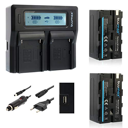 Blumax 2X Akku ersetzt Sony NP-F750 4000mAh + Doppel Dual Ladegerät | kompatibel mit Sony NPF750 NP-F550 NP-F970 NP-F990 || 2 Akkus Laden für Blitzgeräte Videoleuchten Fieldmonitore Blumax 2X Akku ersetzt Sony NP-F750 4000mAh + Doppel Dual Ladegerät | kompatibel mit Sony NPF750 NP-F550 NP-F970 NP-F990 || 2 Akkus Laden für Blitzgeräte Videoleuchten Fieldmonitore von Blumax